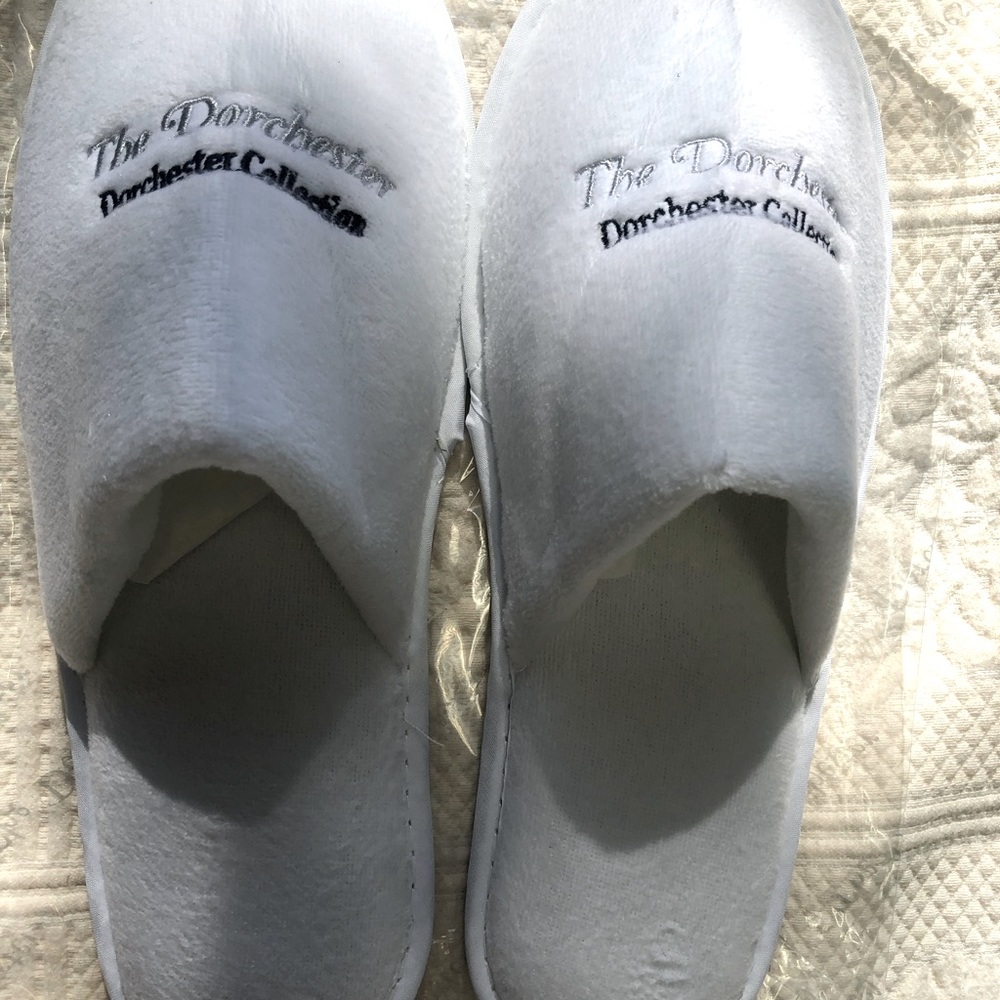 Hotel slippers from the iconic Dorchester in London